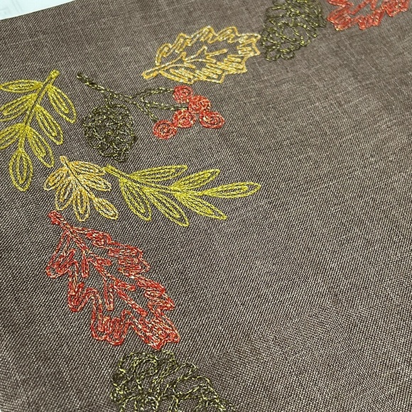 Brown and Red Leaf Embroidered Accent Pillow Cover - Picture 3 of 6